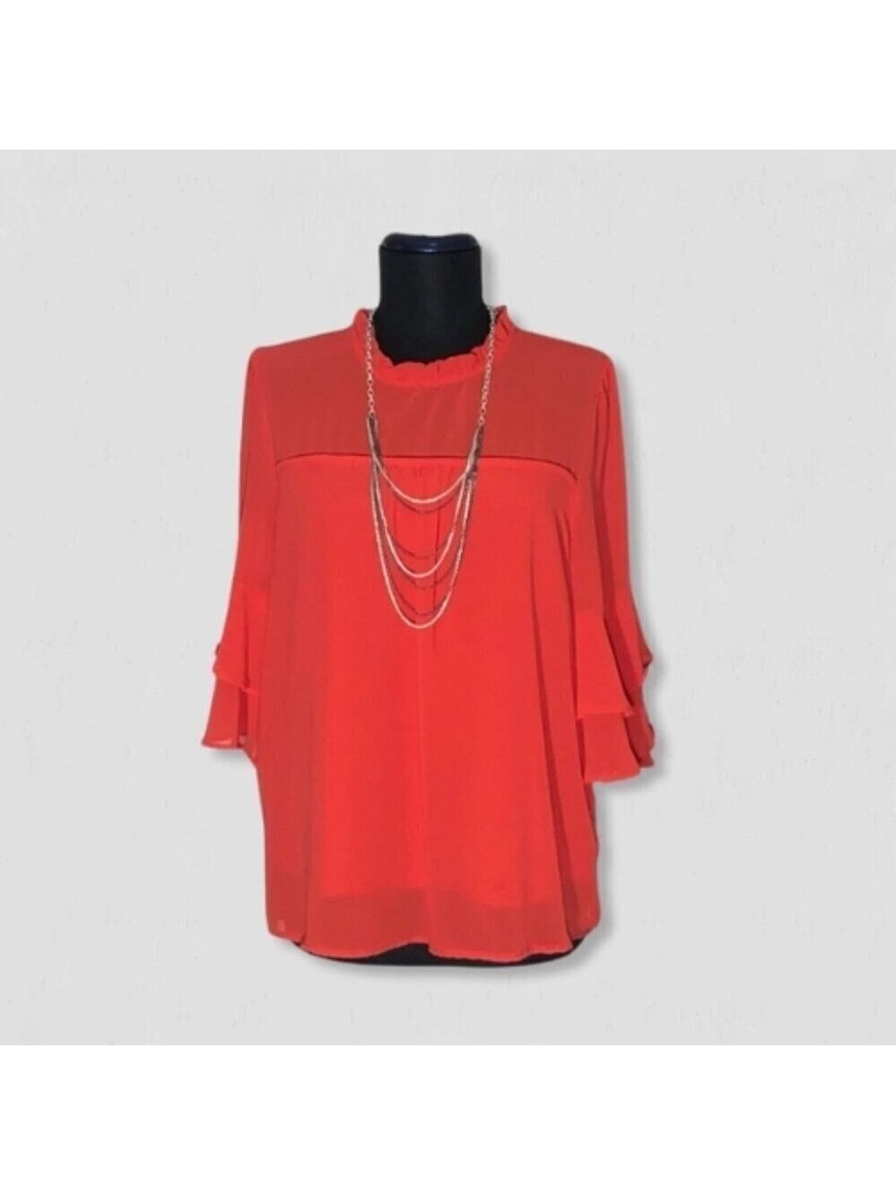 Red chiffon blouse bell sleeves ruffles cocktail whimsigoth fairy coquette boho